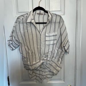 Athleta Button Up Tie Front Top